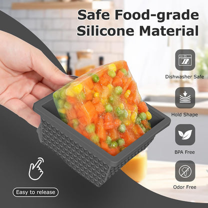 Silicone Freezer Molds for Soup Cube - 2-Cup Freezer Storage Container Tray with Lid,4 Pack Stackable Ice Cube Trays for Portion Control,Food Storage & Meal Prep (Lake Blue+Dark Gray+Orange+Yellow)