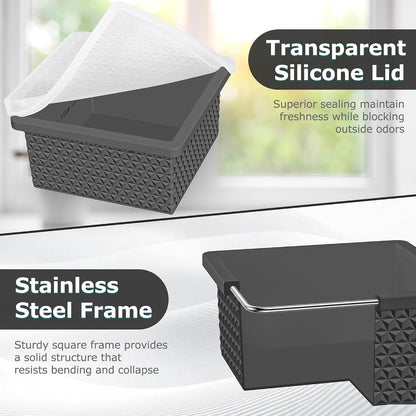 Silicone Freezer Molds for Soup Cube - 2-Cup Freezer Storage Container Tray with Lid,4 Pack Stackable Ice Cube Trays for Portion Control,Food Storage & Meal Prep (Lake Blue+Dark Gray+Orange+Yellow)