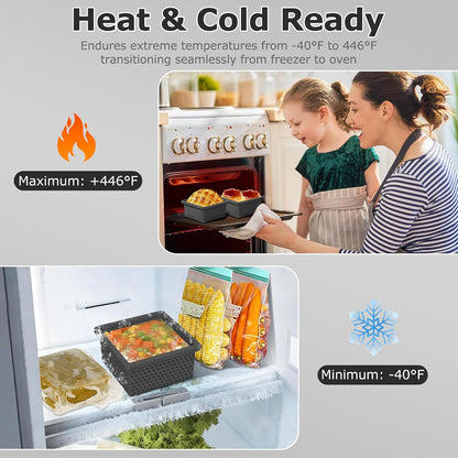 Silicone Freezer Molds for Soup Cube - 2-Cup Freezer Storage Container Tray with Lid,4 Pack Stackable Ice Cube Trays for Portion Control,Food Storage & Meal Prep (Lake Blue+Dark Gray+Orange+Yellow)