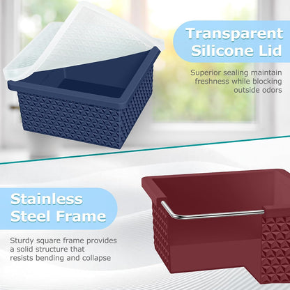 Silicone Freezer Molds for Soup Cube - 2-Cup Freezer Storage Container Tray with Lid,4 Pack Stackable Ice Cube Trays for Portion Control,Food Storage & Meal Prep (Lake Blue+Dark Gray+Orange+Yellow)