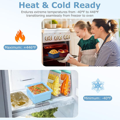 Silicone Freezer Molds for Soup Cube - 2-Cup Freezer Storage Container Tray with Lid,4 Pack Stackable Ice Cube Trays for Portion Control,Food Storage & Meal Prep (Lake Blue+Dark Gray+Orange+Yellow)
