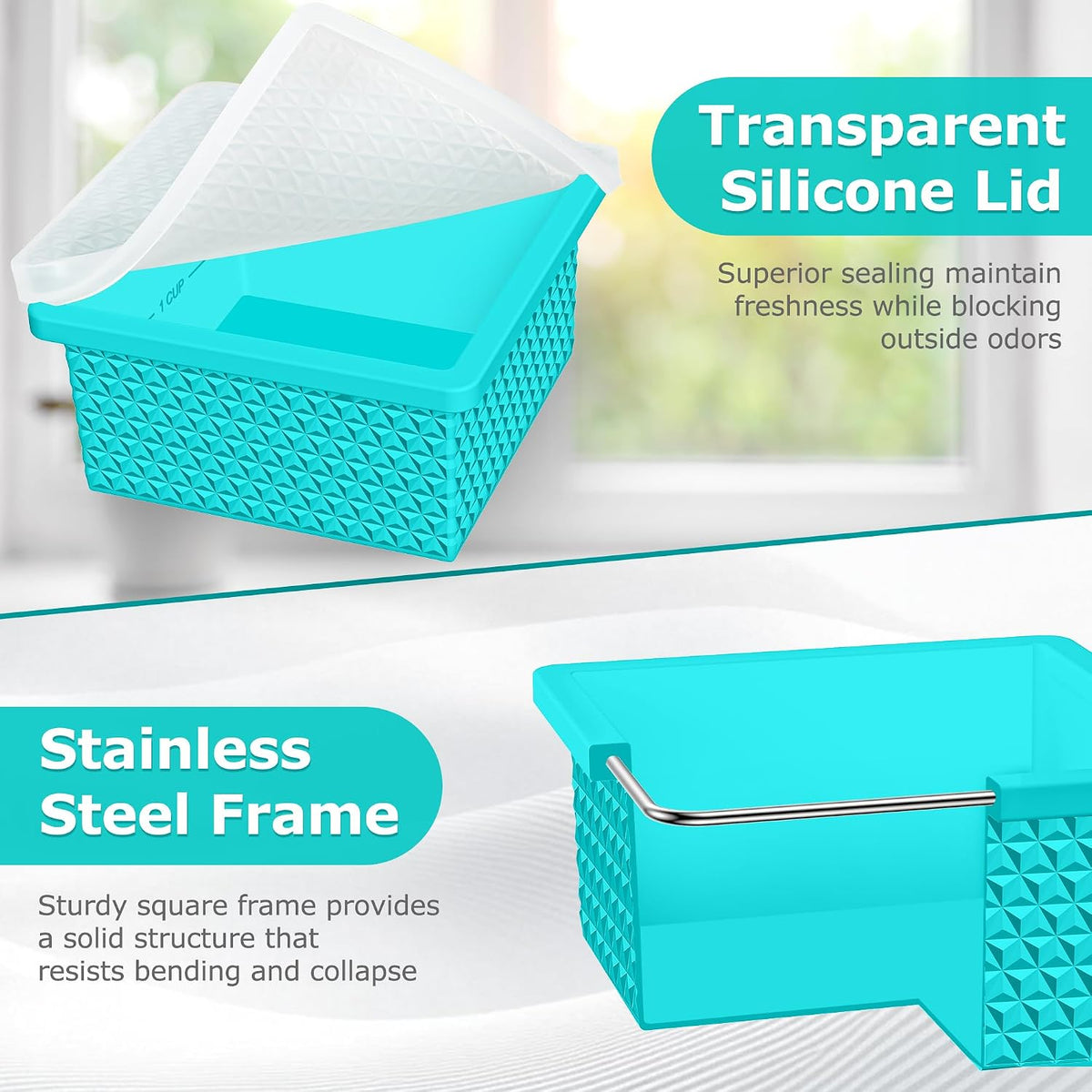 Silicone Freezer Molds for Soup Cube - 2-Cup Freezer Storage Container Tray with Lid,4 Pack Stackable Ice Cube Trays for Portion Control,Food Storage & Meal Prep (Lake Blue+Dark Gray+Orange+Yellow)