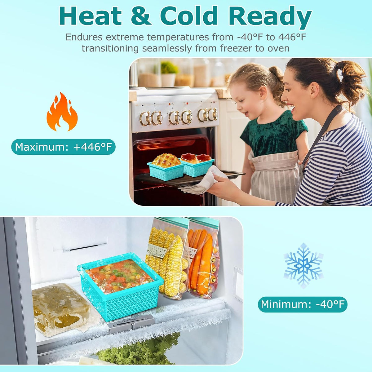 Silicone Freezer Molds for Soup Cube - 2-Cup Freezer Storage Container Tray with Lid,4 Pack Stackable Ice Cube Trays for Portion Control,Food Storage & Meal Prep (Lake Blue+Dark Gray+Orange+Yellow)