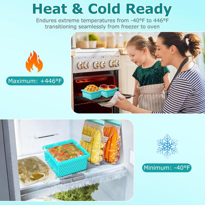 Silicone Freezer Molds for Soup Cube - 2-Cup Freezer Storage Container Tray with Lid,4 Pack Stackable Ice Cube Trays for Portion Control,Food Storage & Meal Prep (Lake Blue+Dark Gray+Orange+Yellow)