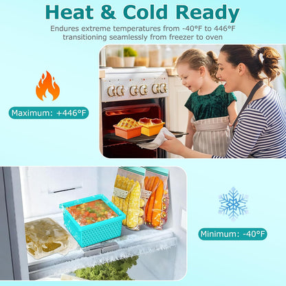 Silicone Freezer Molds for Soup Cube - 2-Cup Freezer Storage Container Tray with Lid,4 Pack Stackable Ice Cube Trays for Portion Control,Food Storage & Meal Prep (Lake Blue+Dark Gray+Orange+Yellow)