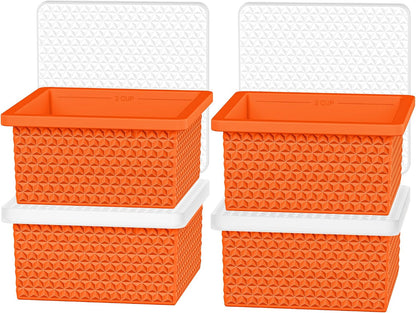 Silicone Freezer Molds for Soup Cube - 2-Cup Freezer Storage Container Tray with Lid,4 Pack Stackable Ice Cube Trays for Portion Control,Food Storage & Meal Prep (Lake Blue+Dark Gray+Orange+Yellow)