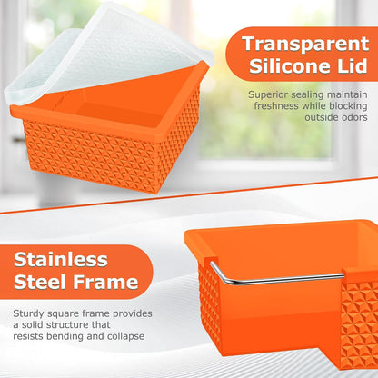 Silicone Freezer Molds for Soup Cube - 2-Cup Freezer Storage Container Tray with Lid,4 Pack Stackable Ice Cube Trays for Portion Control,Food Storage & Meal Prep (Lake Blue+Dark Gray+Orange+Yellow)