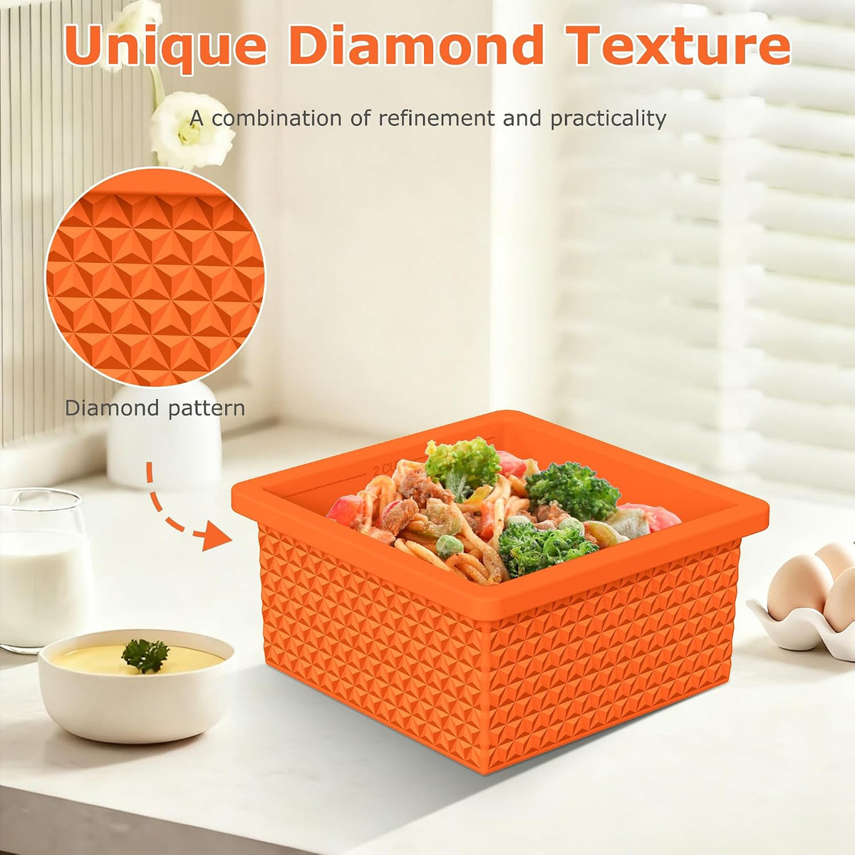 Silicone Freezer Molds for Soup Cube - 2-Cup Freezer Storage Container Tray with Lid,4 Pack Stackable Ice Cube Trays for Portion Control,Food Storage & Meal Prep (Lake Blue+Dark Gray+Orange+Yellow)