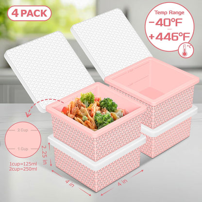 Silicone Freezer Molds for Soup Cube - 2-Cup Freezer Storage Container Tray with Lid,4 Pack Stackable Ice Cube Trays for Portion Control,Food Storage & Meal Prep (Lake Blue+Dark Gray+Orange+Yellow)