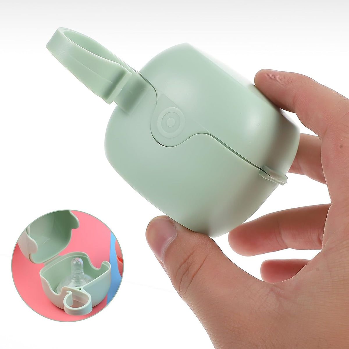 4pcs Portable Storage Box Set with Dustproof Cover, Silicone Holder for Teether Protection, Travel-Friendly Pacifier Case for Newborns