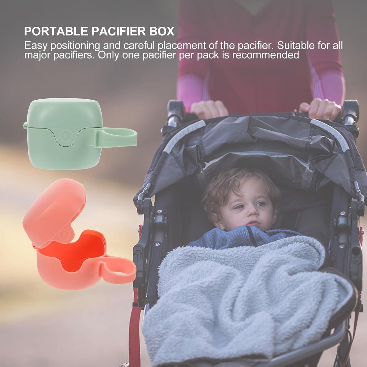 4pcs Portable Storage Box Set with Dustproof Cover, Silicone Holder for Teether Protection, Travel-Friendly Pacifier Case for Newborns