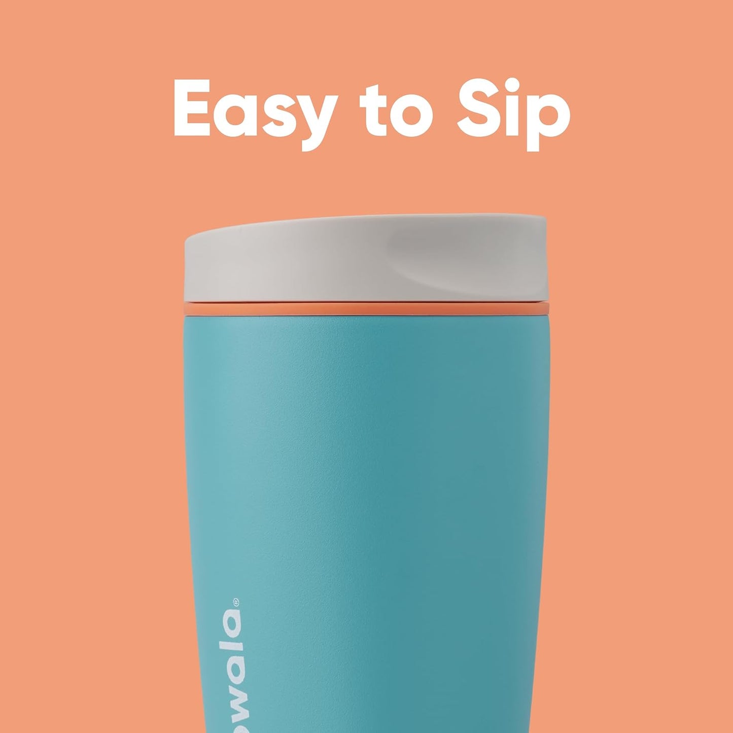 SmoothSip Slider Insulated Stainless Steel Coffee Tumbler, Reusable Iced Coffee Cup, Hot Coffee Travel Mug, BPA Free 20 oz, Grey/Blue (High Dive)