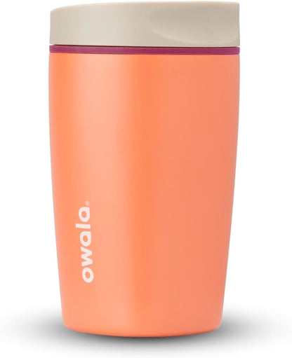 SmoothSip Slider Insulated Stainless Steel Coffee Tumbler, Reusable Iced Coffee Cup, Hot Coffee Travel Mug, BPA Free 20 oz, Grey/Blue (High Dive)