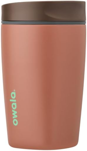 SmoothSip Slider Insulated Stainless Steel Coffee Tumbler, Reusable Iced Coffee Cup, Hot Coffee Travel Mug, BPA Free 20 oz, Grey/Blue (High Dive)
