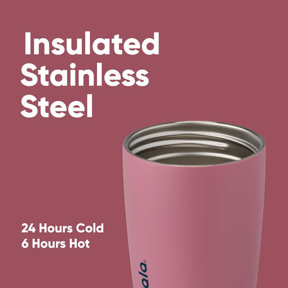 SmoothSip Slider Insulated Stainless Steel Coffee Tumbler, Reusable Iced Coffee Cup, Hot Coffee Travel Mug, BPA Free 20 oz, Grey/Blue (High Dive)