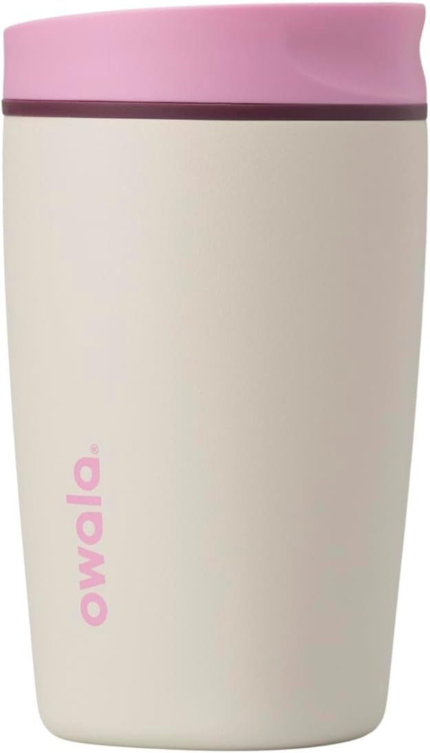 SmoothSip Slider Insulated Stainless Steel Coffee Tumbler, Reusable Iced Coffee Cup, Hot Coffee Travel Mug, BPA Free 20 oz, Grey/Blue (High Dive)