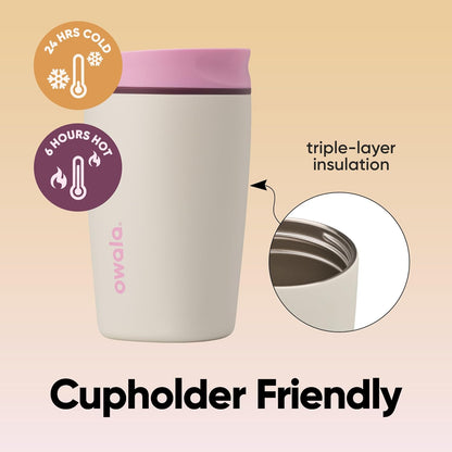 SmoothSip Slider Insulated Stainless Steel Coffee Tumbler, Reusable Iced Coffee Cup, Hot Coffee Travel Mug, BPA Free 20 oz, Grey/Blue (High Dive)