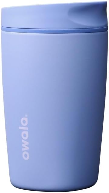 SmoothSip Slider Insulated Stainless Steel Coffee Tumbler, Reusable Iced Coffee Cup, Hot Coffee Travel Mug, BPA Free 20 oz, Grey/Blue (High Dive)