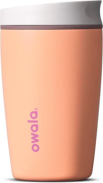 SmoothSip Slider Insulated Stainless Steel Coffee Tumbler, Reusable Iced Coffee Cup, Hot Coffee Travel Mug, BPA Free 20 oz, Grey/Blue (High Dive)