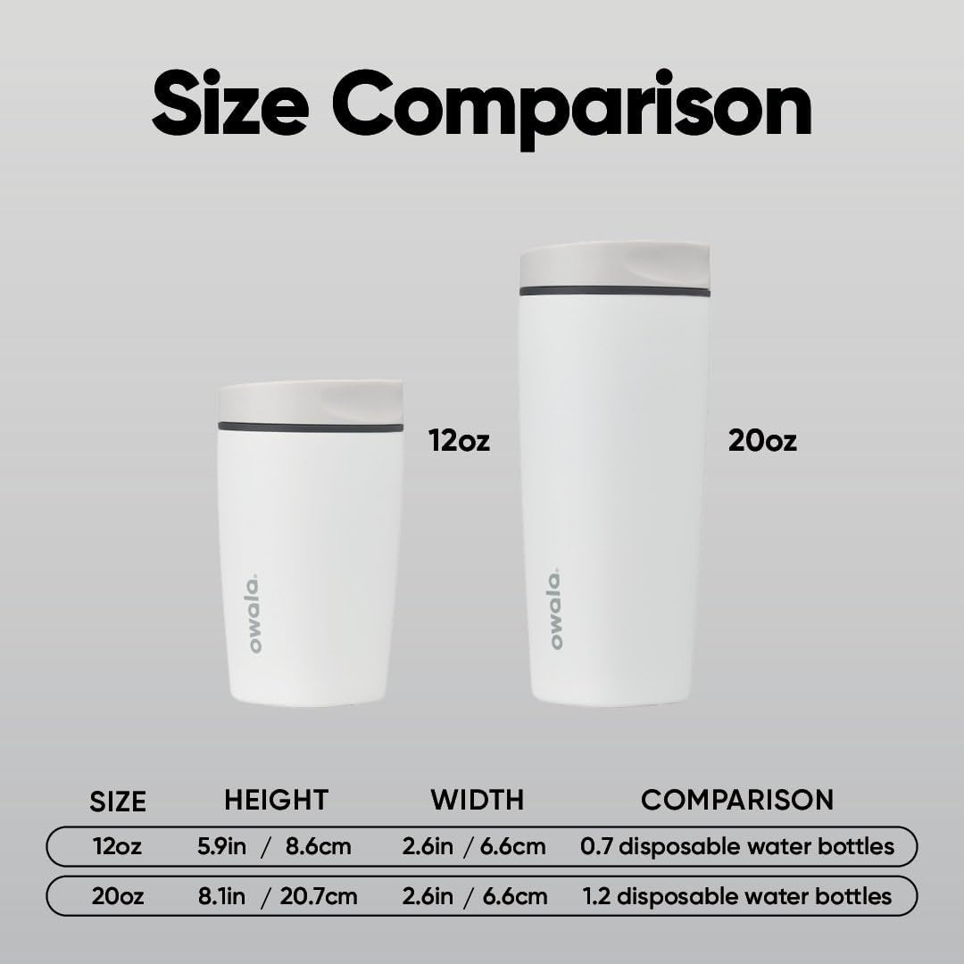 SmoothSip Slider Insulated Stainless Steel Coffee Tumbler, Reusable Iced Coffee Cup, Hot Coffee Travel Mug, BPA Free 20 oz, Grey/Blue (High Dive)
