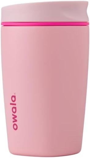 SmoothSip Slider Insulated Stainless Steel Coffee Tumbler, Reusable Iced Coffee Cup, Hot Coffee Travel Mug, BPA Free 20 oz, Grey/Blue (High Dive)