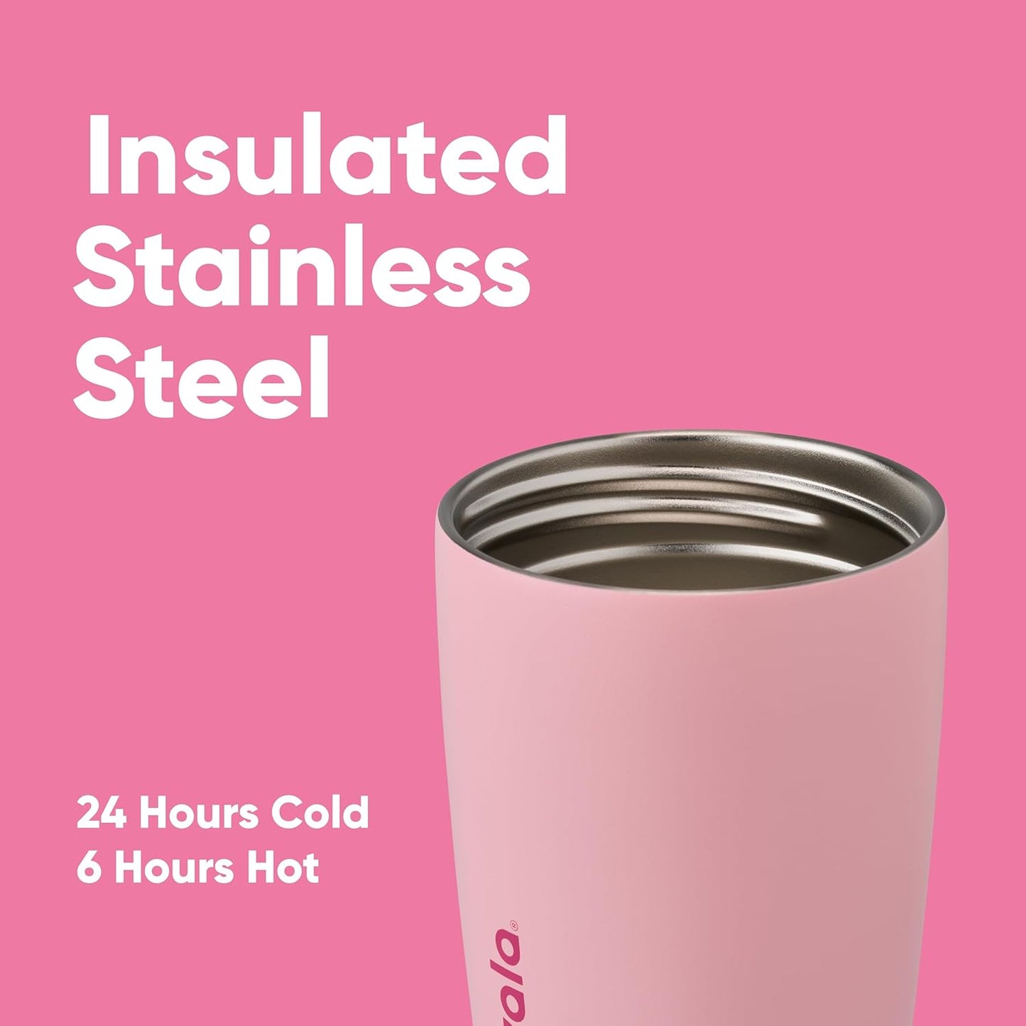 SmoothSip Slider Insulated Stainless Steel Coffee Tumbler, Reusable Iced Coffee Cup, Hot Coffee Travel Mug, BPA Free 20 oz, Grey/Blue (High Dive)