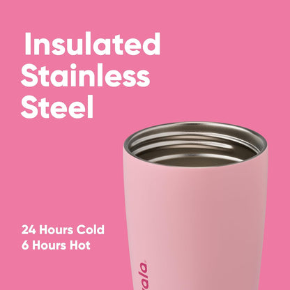 SmoothSip Slider Insulated Stainless Steel Coffee Tumbler, Reusable Iced Coffee Cup, Hot Coffee Travel Mug, BPA Free 20 oz, Grey/Blue (High Dive)