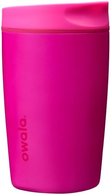 SmoothSip Slider Insulated Stainless Steel Coffee Tumbler, Reusable Iced Coffee Cup, Hot Coffee Travel Mug, BPA Free 20 oz, Grey/Blue (High Dive)