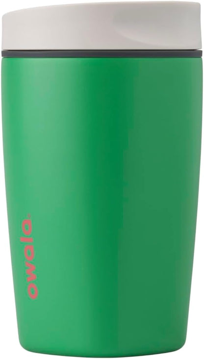 SmoothSip Slider Insulated Stainless Steel Coffee Tumbler, Reusable Iced Coffee Cup, Hot Coffee Travel Mug, BPA Free 20 oz, Grey/Blue (High Dive)
