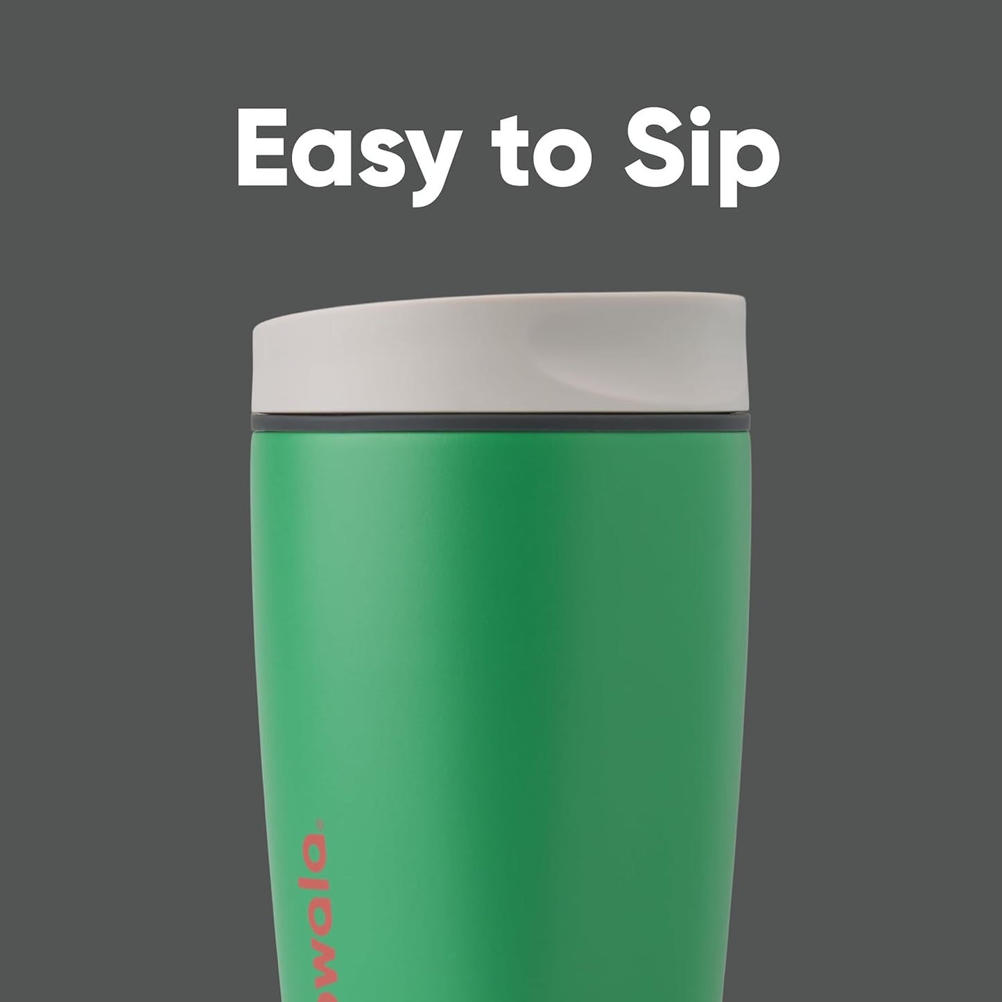 SmoothSip Slider Insulated Stainless Steel Coffee Tumbler, Reusable Iced Coffee Cup, Hot Coffee Travel Mug, BPA Free 20 oz, Grey/Blue (High Dive)