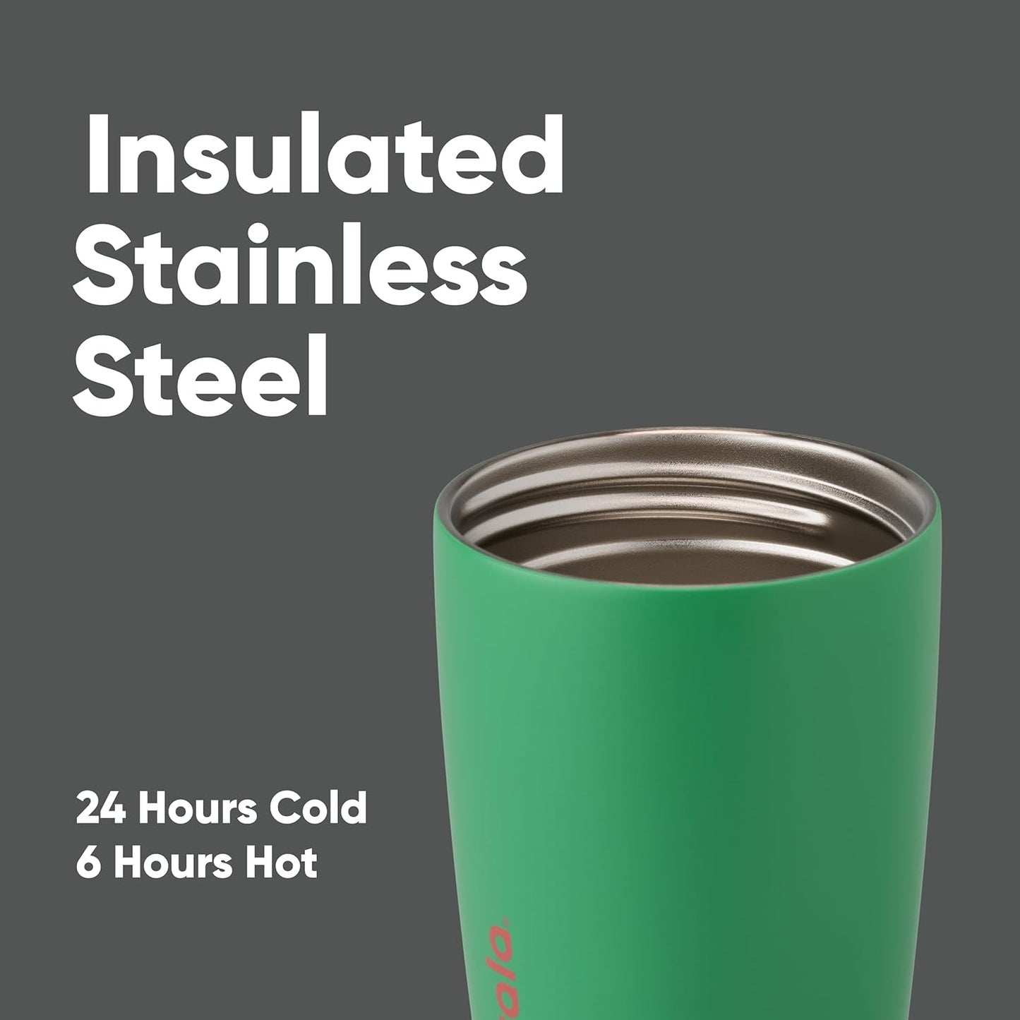 SmoothSip Slider Insulated Stainless Steel Coffee Tumbler, Reusable Iced Coffee Cup, Hot Coffee Travel Mug, BPA Free 20 oz, Grey/Blue (High Dive)