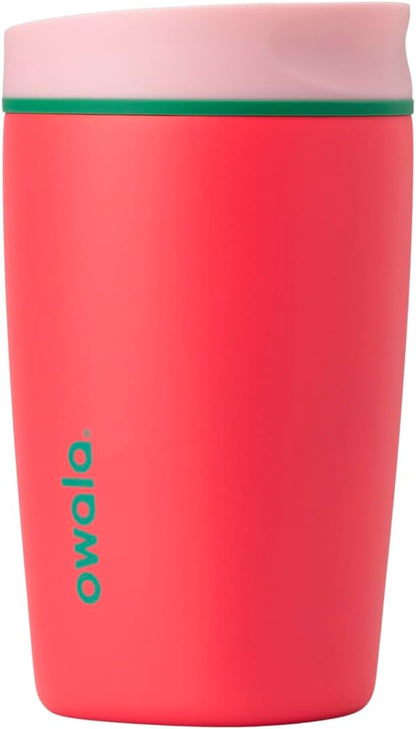 SmoothSip Slider Insulated Stainless Steel Coffee Tumbler, Reusable Iced Coffee Cup, Hot Coffee Travel Mug, BPA Free 20 oz, Grey/Blue (High Dive)