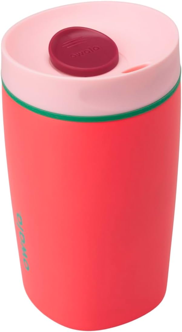 SmoothSip Slider Insulated Stainless Steel Coffee Tumbler, Reusable Iced Coffee Cup, Hot Coffee Travel Mug, BPA Free 20 oz, Grey/Blue (High Dive)