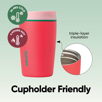SmoothSip Slider Insulated Stainless Steel Coffee Tumbler, Reusable Iced Coffee Cup, Hot Coffee Travel Mug, BPA Free 20 oz, Grey/Blue (High Dive)