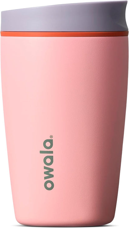 SmoothSip Slider Insulated Stainless Steel Coffee Tumbler, Reusable Iced Coffee Cup, Hot Coffee Travel Mug, BPA Free 20 oz, Grey/Blue (High Dive)