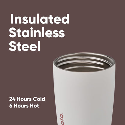 SmoothSip Slider Insulated Stainless Steel Coffee Tumbler, Reusable Iced Coffee Cup, Hot Coffee Travel Mug, BPA Free 20 oz, Grey/Blue (High Dive)