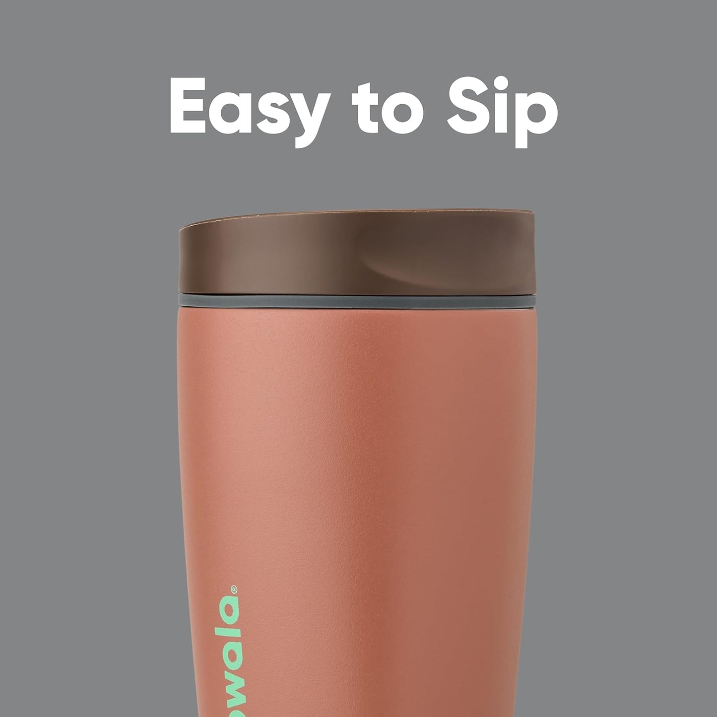 SmoothSip Slider Insulated Stainless Steel Coffee Tumbler, Reusable Iced Coffee Cup, Hot Coffee Travel Mug, BPA Free 20 oz, Grey/Blue (High Dive)