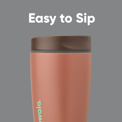 SmoothSip Slider Insulated Stainless Steel Coffee Tumbler, Reusable Iced Coffee Cup, Hot Coffee Travel Mug, BPA Free 20 oz, Grey/Blue (High Dive)