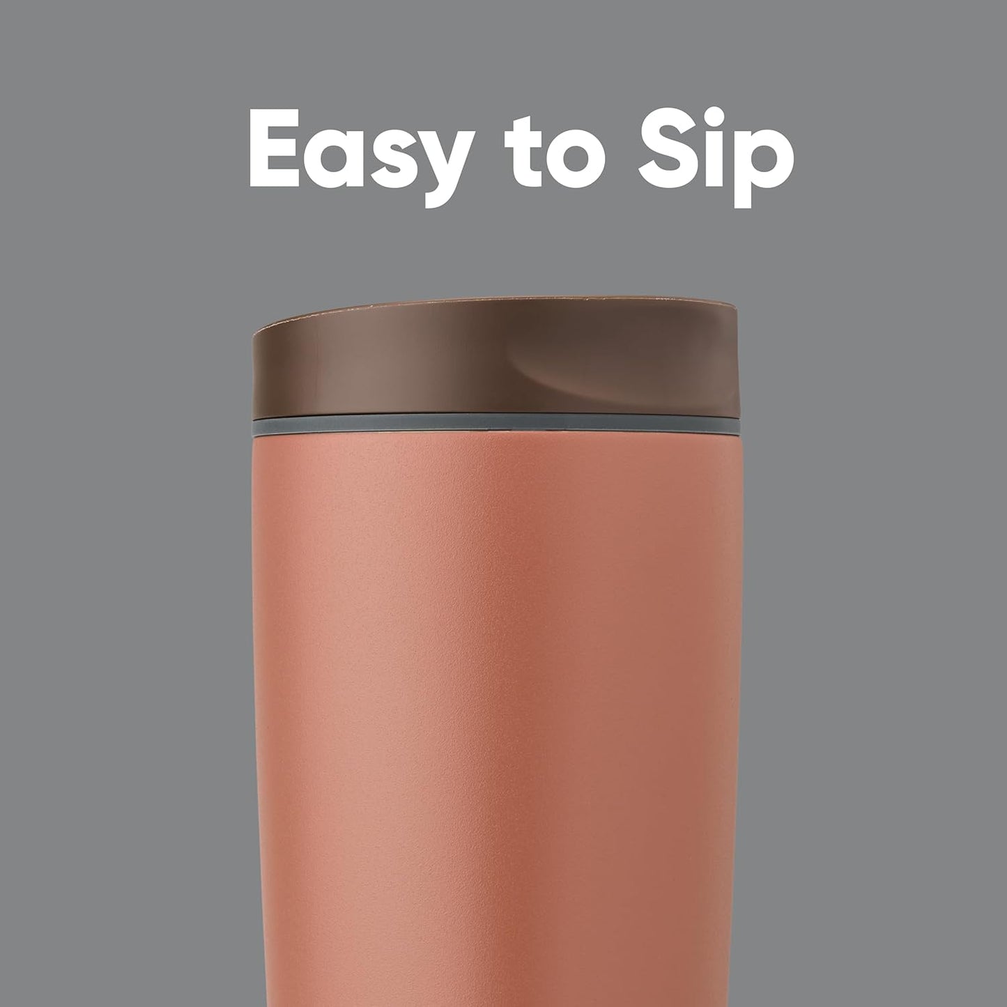 SmoothSip Slider Insulated Stainless Steel Coffee Tumbler, Reusable Iced Coffee Cup, Hot Coffee Travel Mug, BPA Free 20 oz, Grey/Blue (High Dive)