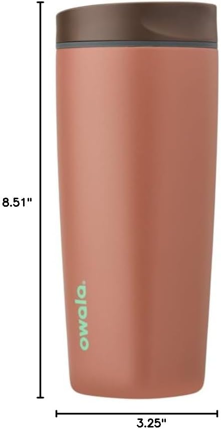 SmoothSip Slider Insulated Stainless Steel Coffee Tumbler, Reusable Iced Coffee Cup, Hot Coffee Travel Mug, BPA Free 20 oz, Grey/Blue (High Dive)