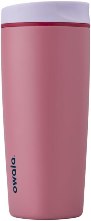 SmoothSip Slider Insulated Stainless Steel Coffee Tumbler, Reusable Iced Coffee Cup, Hot Coffee Travel Mug, BPA Free 20 oz, Grey/Blue (High Dive)