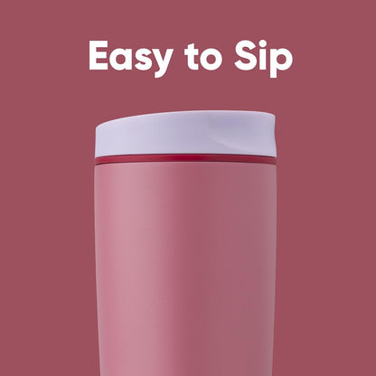 SmoothSip Slider Insulated Stainless Steel Coffee Tumbler, Reusable Iced Coffee Cup, Hot Coffee Travel Mug, BPA Free 20 oz, Grey/Blue (High Dive)