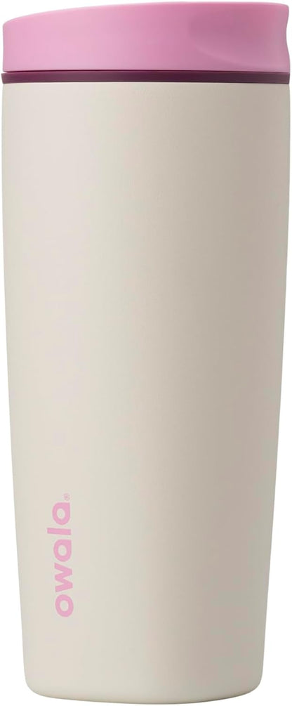 SmoothSip Slider Insulated Stainless Steel Coffee Tumbler, Reusable Iced Coffee Cup, Hot Coffee Travel Mug, BPA Free 20 oz, Grey/Blue (High Dive)