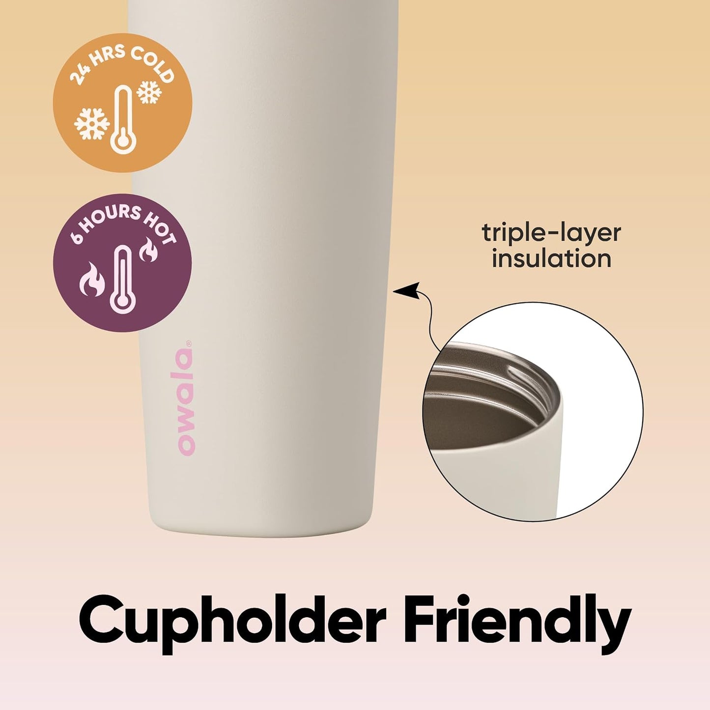 SmoothSip Slider Insulated Stainless Steel Coffee Tumbler, Reusable Iced Coffee Cup, Hot Coffee Travel Mug, BPA Free 20 oz, Grey/Blue (High Dive)