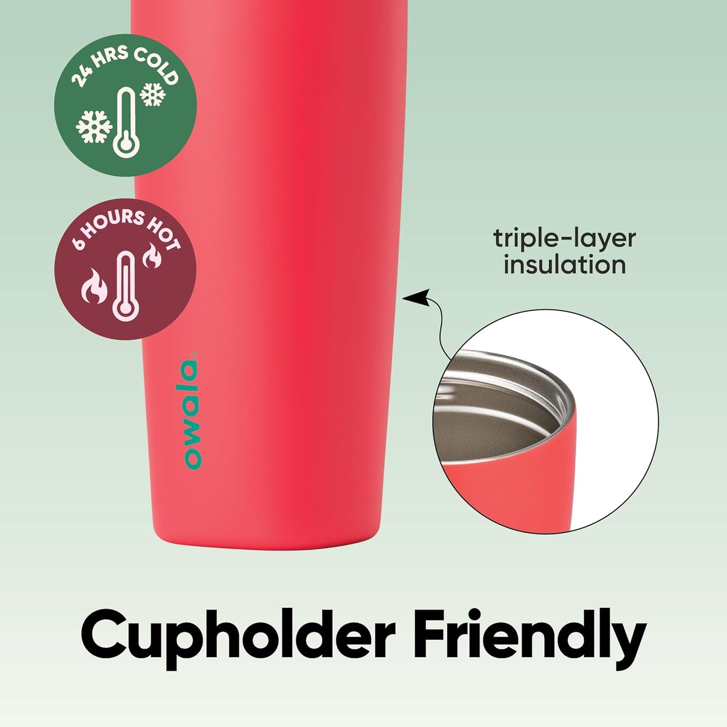 SmoothSip Slider Insulated Stainless Steel Coffee Tumbler, Reusable Iced Coffee Cup, Hot Coffee Travel Mug, BPA Free 20 oz, Grey/Blue (High Dive)