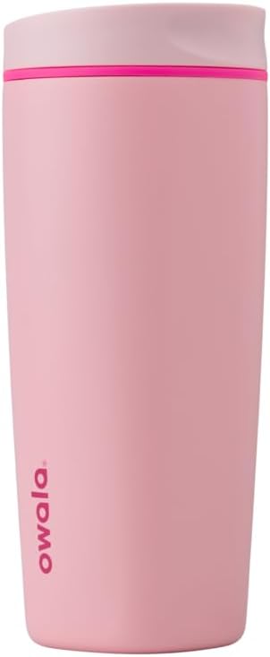 SmoothSip Slider Insulated Stainless Steel Coffee Tumbler, Reusable Iced Coffee Cup, Hot Coffee Travel Mug, BPA Free 20 oz, Grey/Blue (High Dive)