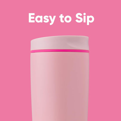 SmoothSip Slider Insulated Stainless Steel Coffee Tumbler, Reusable Iced Coffee Cup, Hot Coffee Travel Mug, BPA Free 20 oz, Grey/Blue (High Dive)