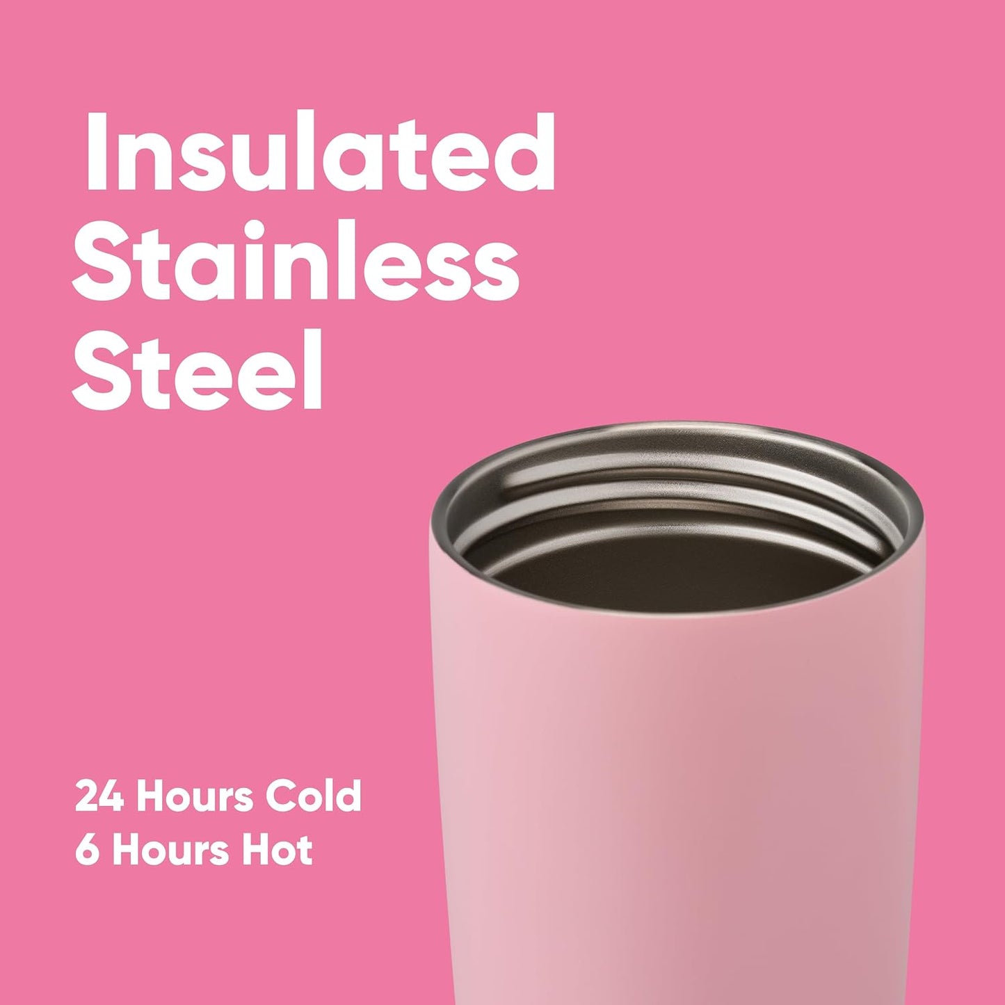 SmoothSip Slider Insulated Stainless Steel Coffee Tumbler, Reusable Iced Coffee Cup, Hot Coffee Travel Mug, BPA Free 20 oz, Grey/Blue (High Dive)