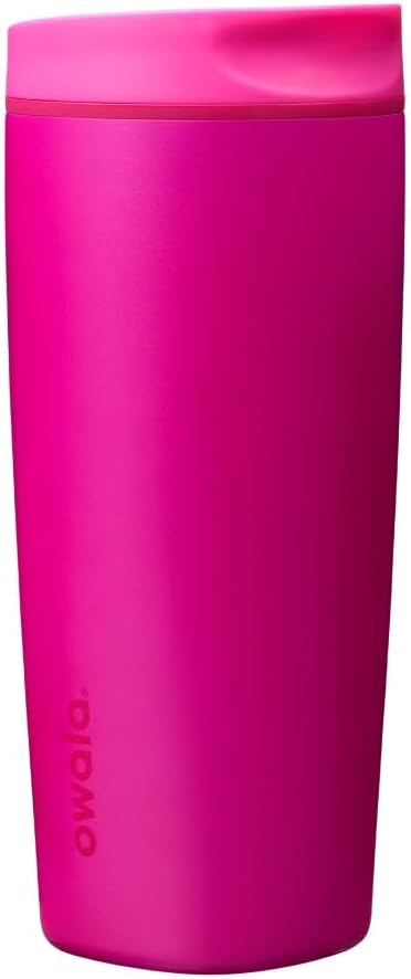 SmoothSip Slider Insulated Stainless Steel Coffee Tumbler, Reusable Iced Coffee Cup, Hot Coffee Travel Mug, BPA Free 20 oz, Grey/Blue (High Dive)