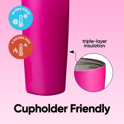 SmoothSip Slider Insulated Stainless Steel Coffee Tumbler, Reusable Iced Coffee Cup, Hot Coffee Travel Mug, BPA Free 20 oz, Grey/Blue (High Dive)